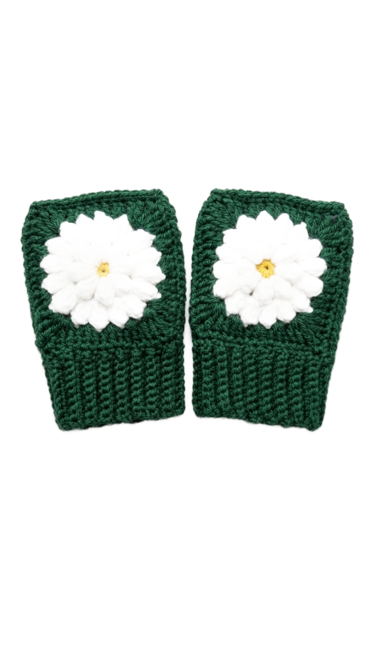 Crochet Winter Gloves | Premium Wool Mittens | Teal Blue | Hand Warmers