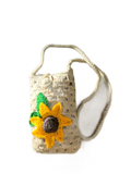 Crochet Sunflower Phone Pouch - Cream | Mobile Crossbody Bag | Artisan Design