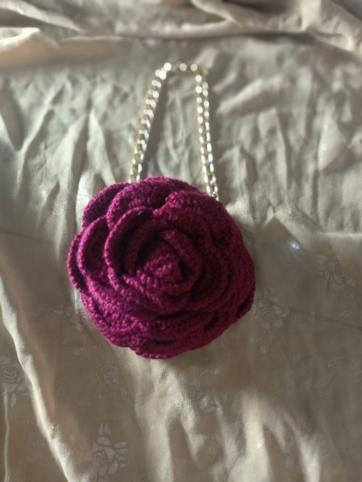 Crochet Rose Bag | Luxury Evening Clutch | Gold Chain | Wedding Ready