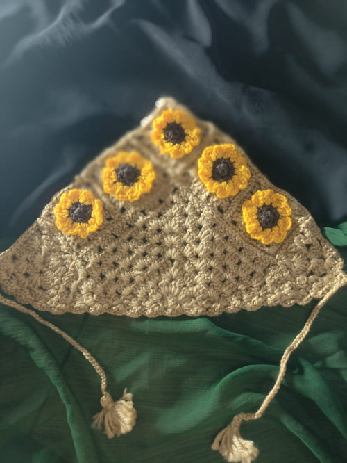 Crochet Flower Bandana - Yellow Flowers