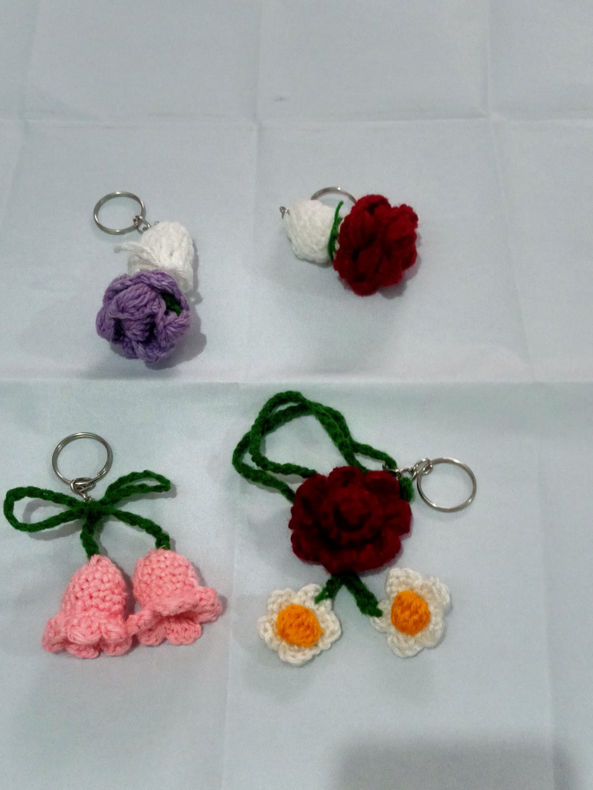 Crochet Heart Keychain - Amigurumi Soft Plush Key Pendant -- Heart Shape Keychain