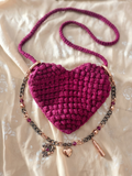 Crochet Heart Bag | Bubble Stitch Charm Bag | Shoulder Bag | Pink Magenta